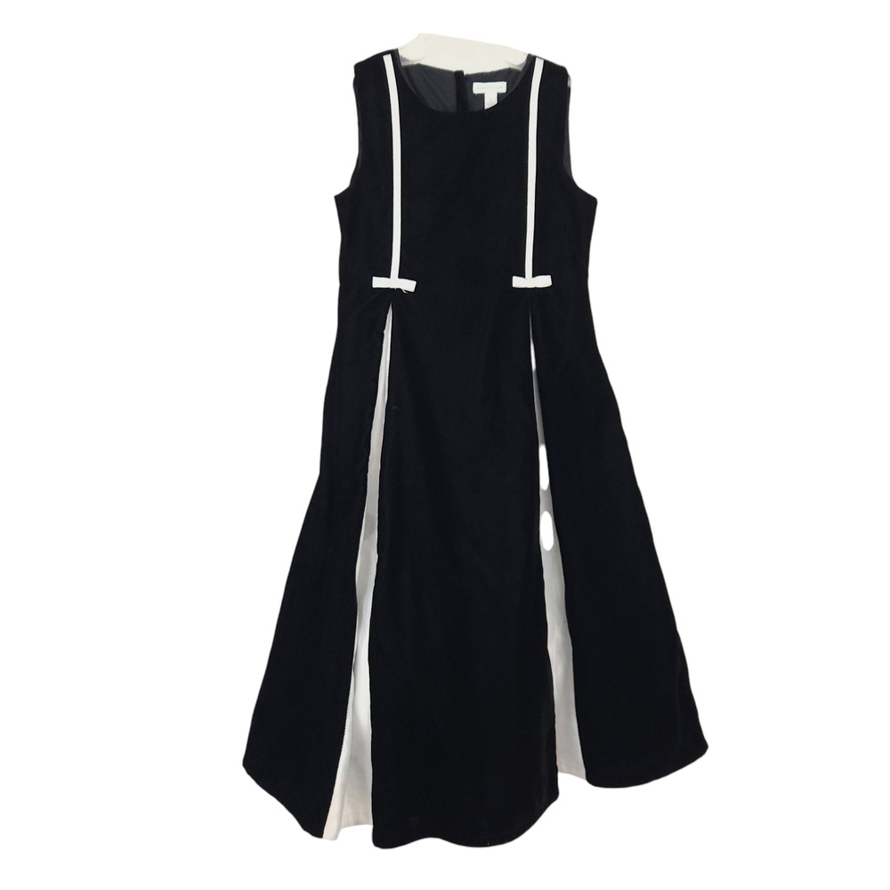 Charter Club Girls Formal Dress Size 12 Kids Black Velvet White Satin Holiday